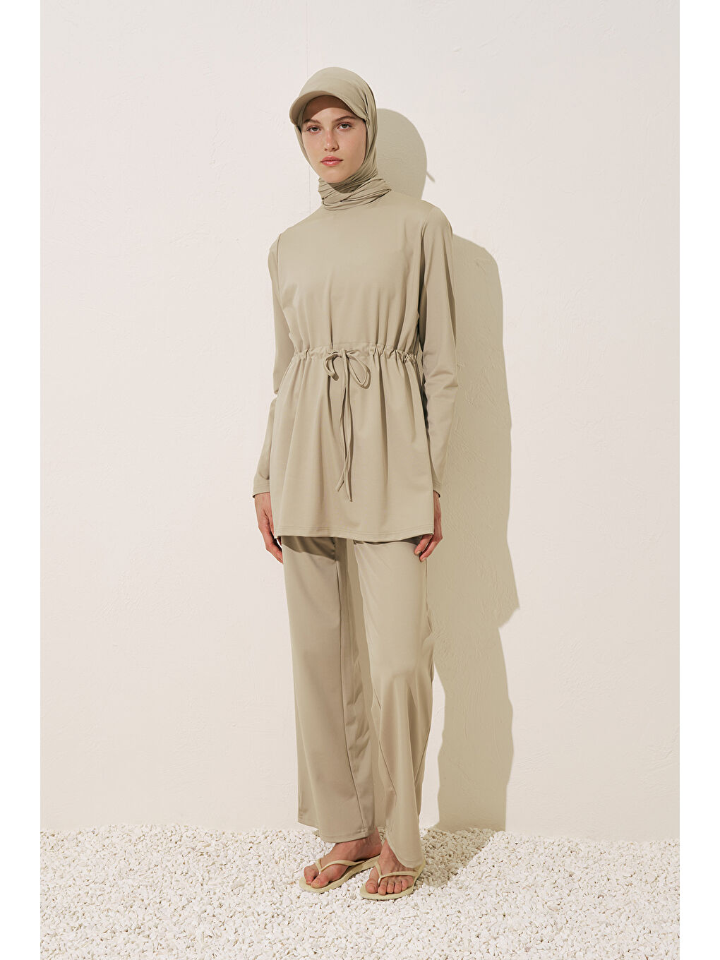 Beli Ayarlamalı Tesettür Mayo Yeşil-7