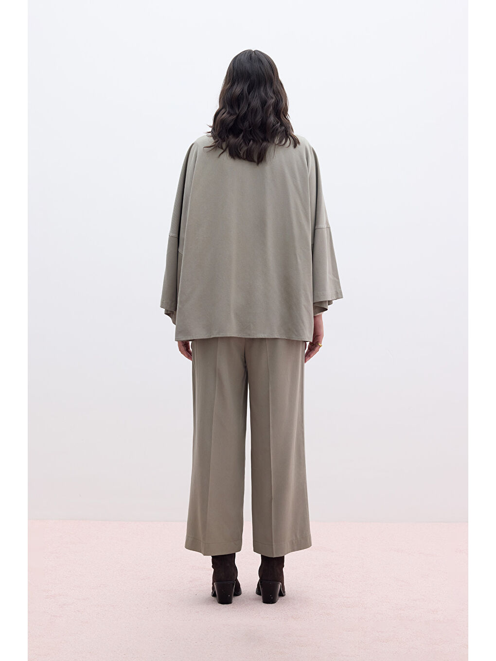 Lyocell Bağlama Detaylı Gömlek Haki-5