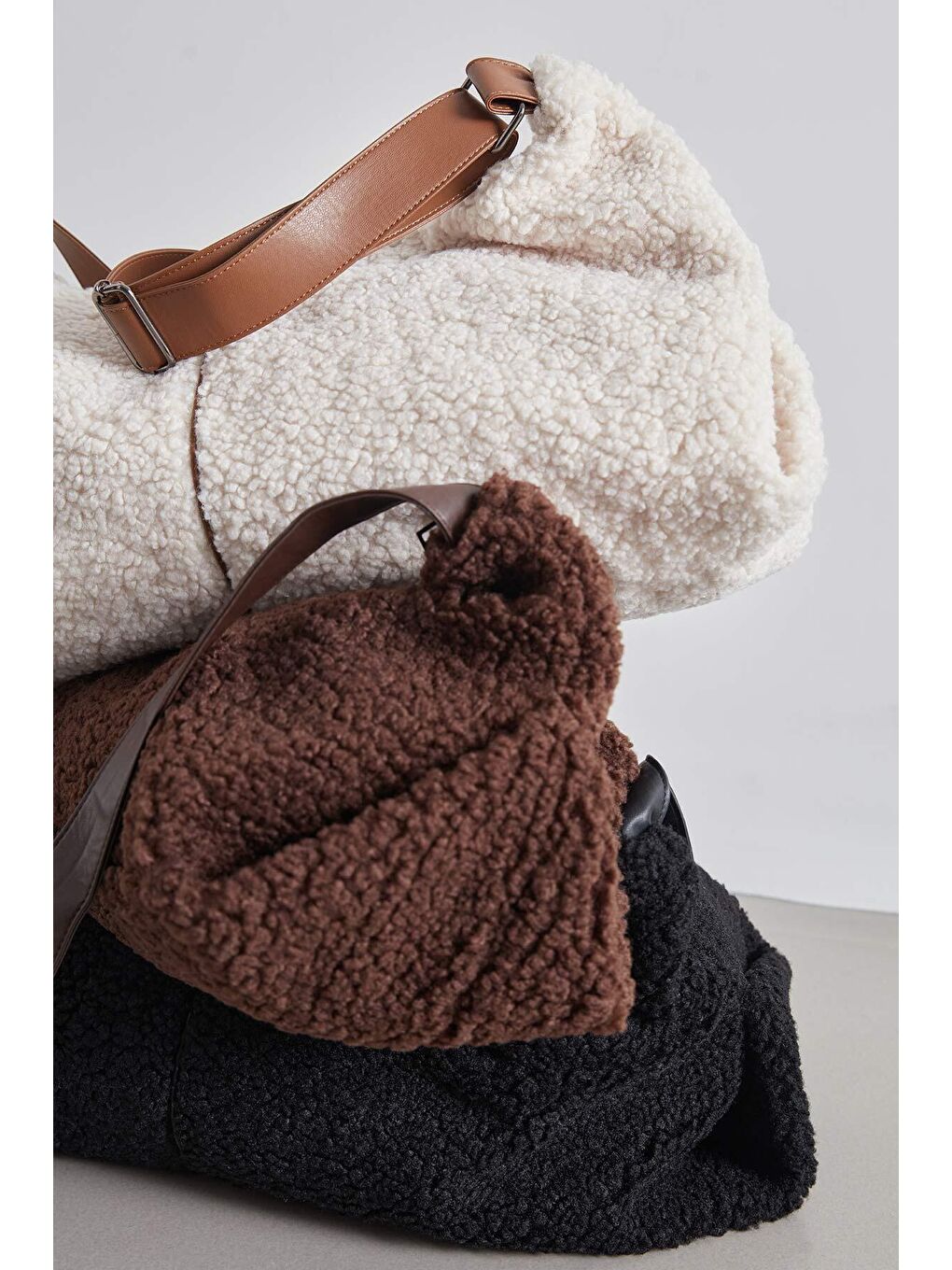 Suni Kürk Tote Çapraz Çanta Bej-1