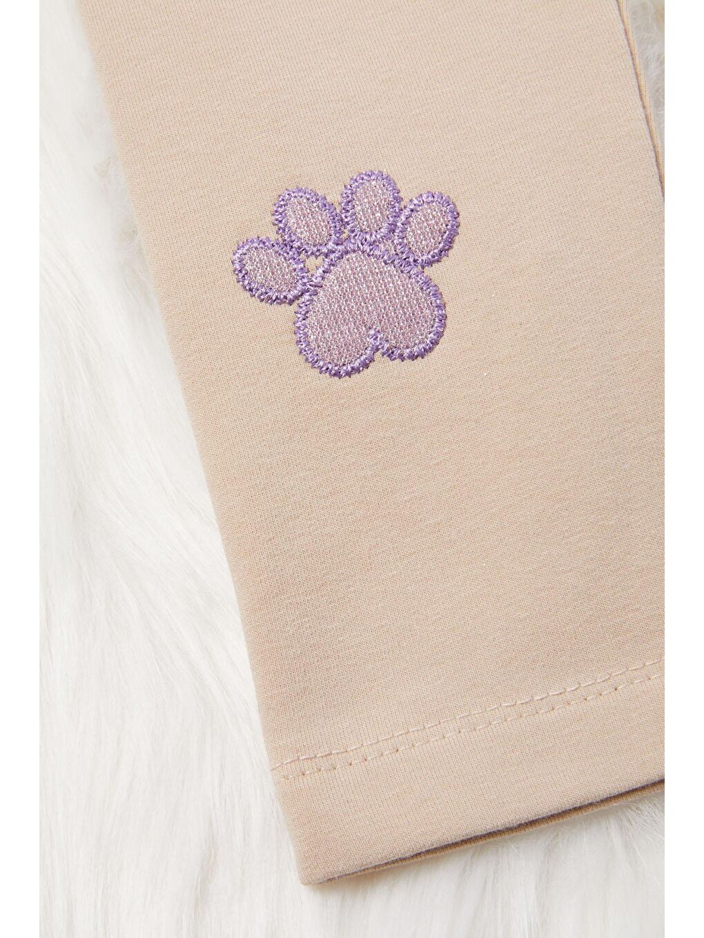 Beyaz Kız Çocuk Kedi Nakışlı Patili 2li Tayt Siyah-Krem 17032-4