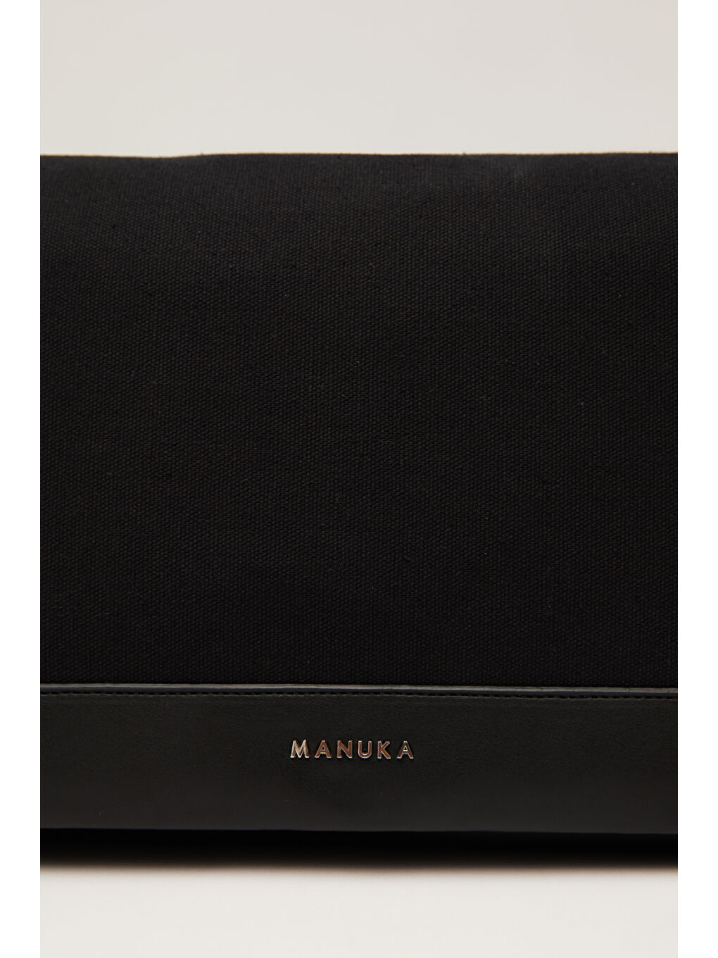 Kanvas Deri Kapaklı Çanta Siyah-5