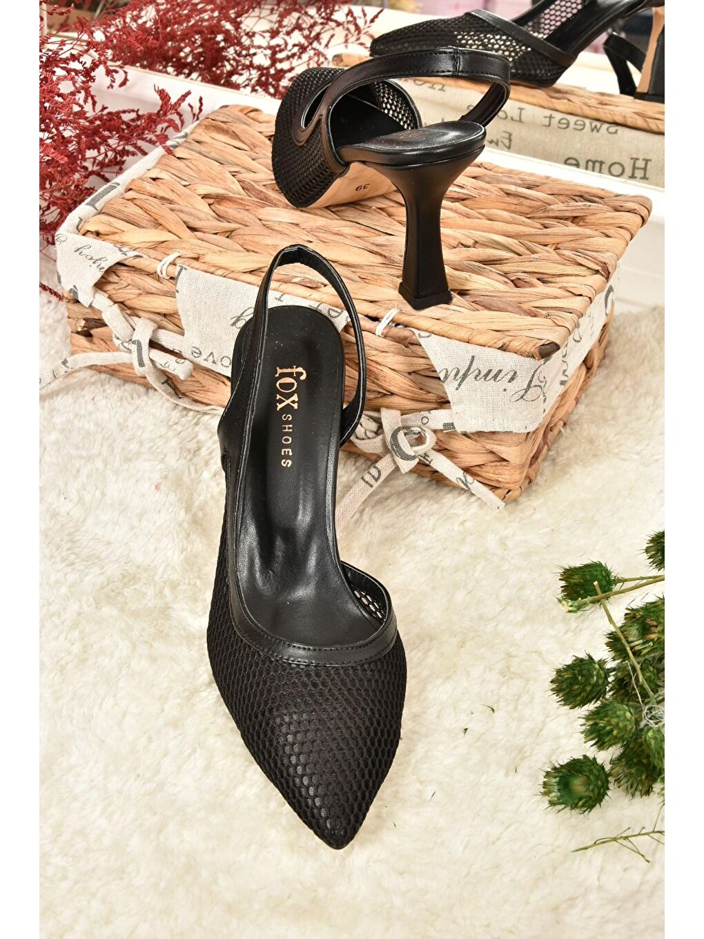 Siyah Kumaş Detaylı Kadın Topuklu Ayakkabı K749432415-4