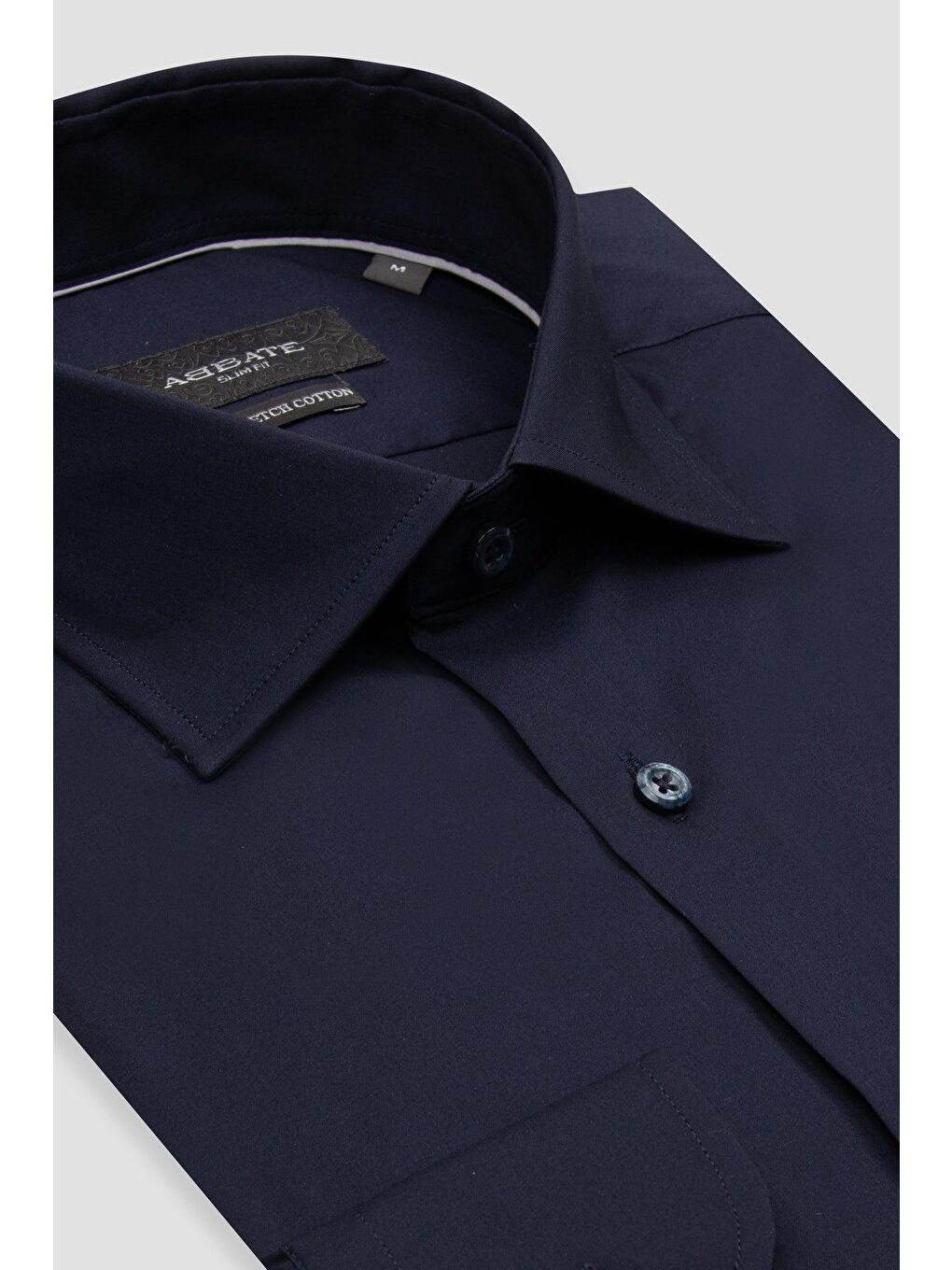 Enzo Poplin Stretch Pamuk Karışımlı Slim Fit Lacivert Klasik Yaka Erkek Düz Gömlek-1