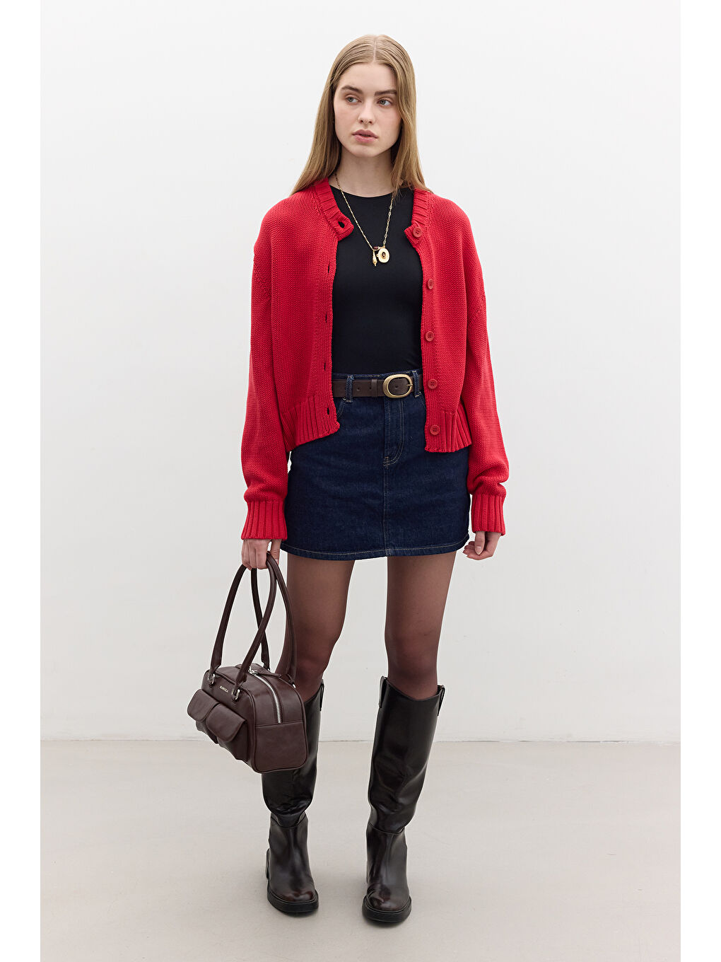 Pamuklu Triko Hırka Kırmızı-2