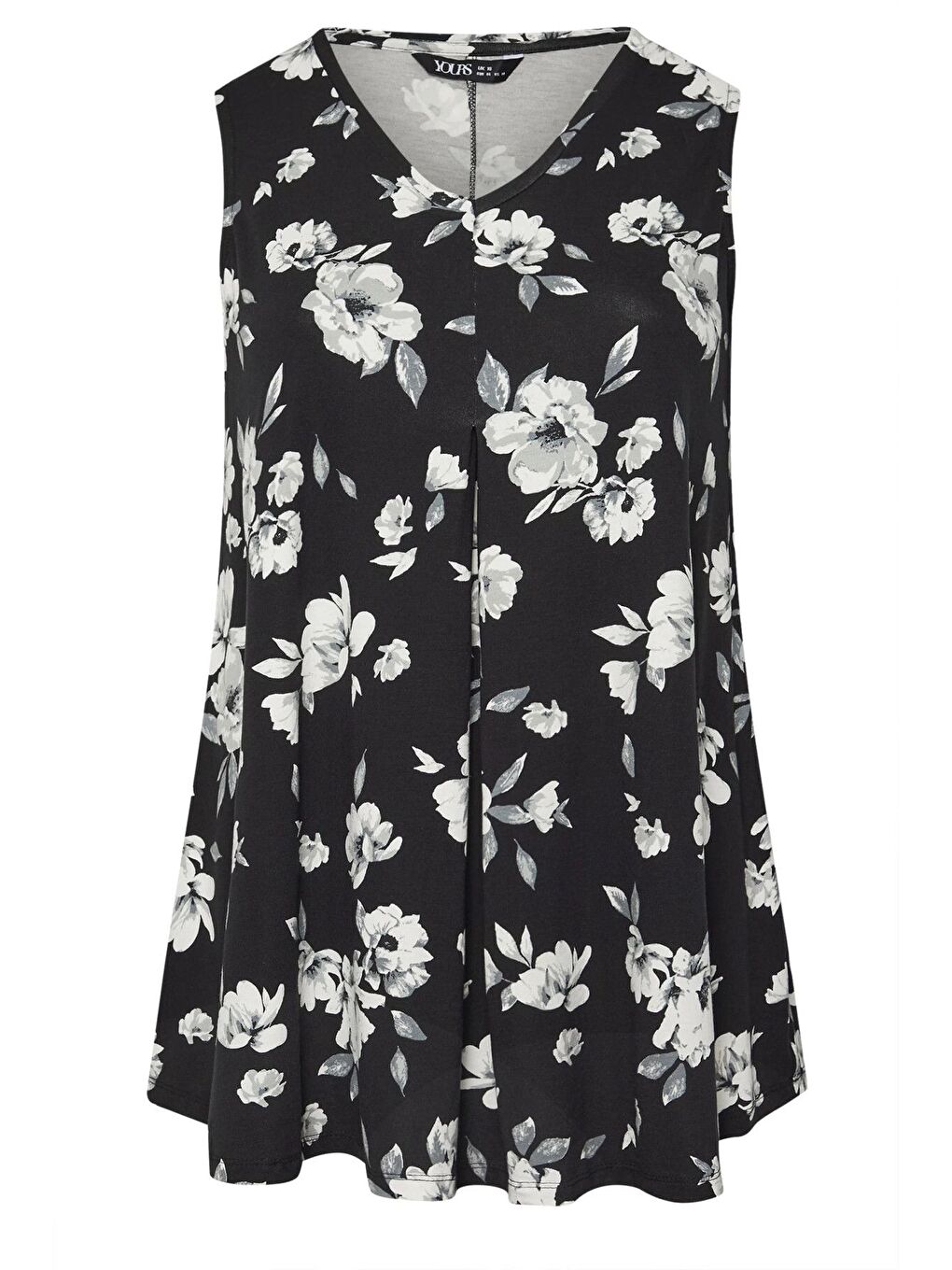 Siyah Büyük Beden Sıfır Kol V Yaka Desenli Elastanlı Bluz 303422-6