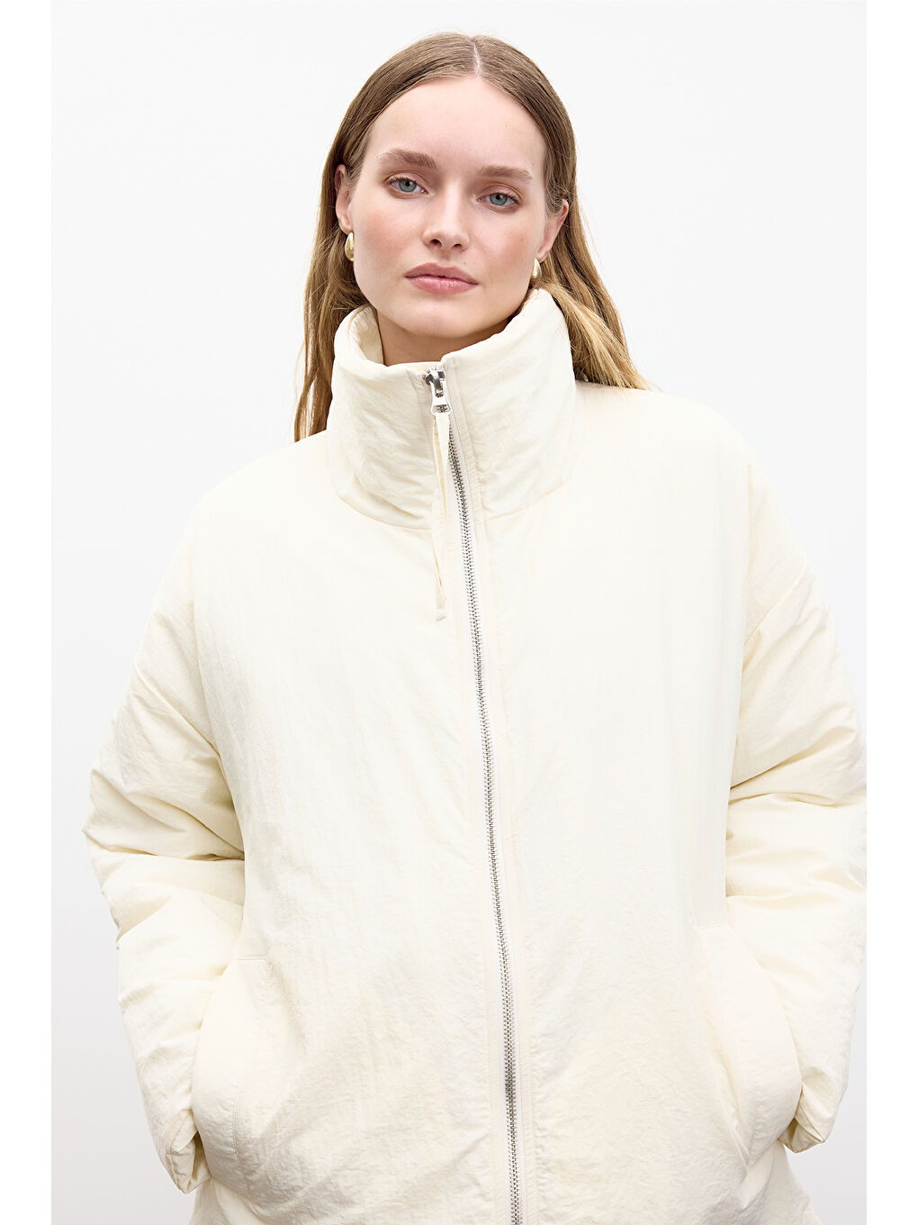 Bej Fermuarlı Mont Vanilya-2