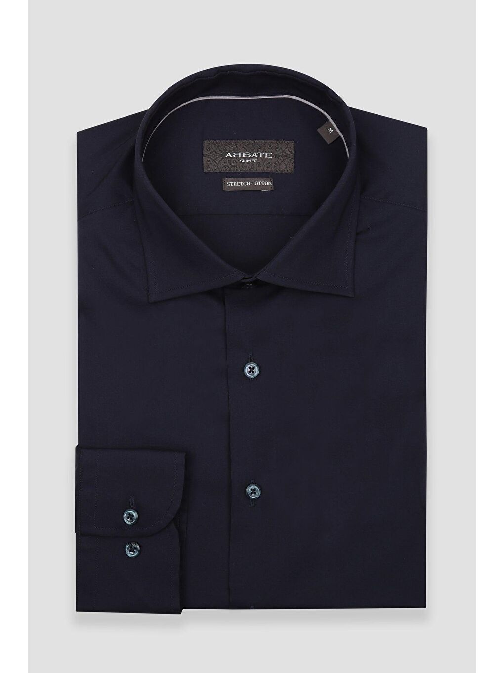 Enzo Poplin Stretch Pamuk Karışımlı Slim Fit Lacivert Klasik Yaka Erkek Düz Gömlek-4