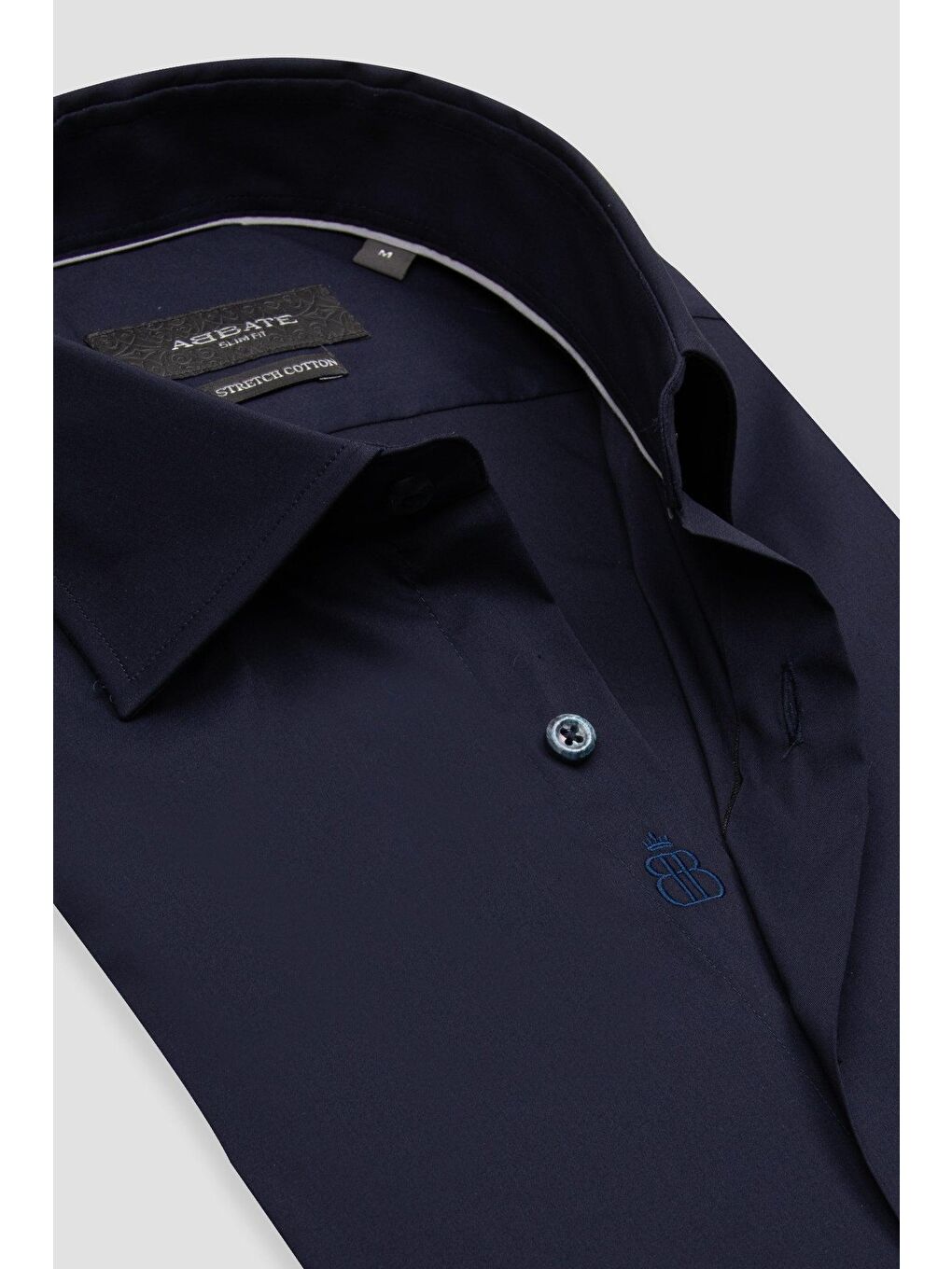 Enzo Poplin Stretch Pamuk Karışımlı Slim Fit Lacivert Klasik Yaka Erkek Düz Gömlek-5