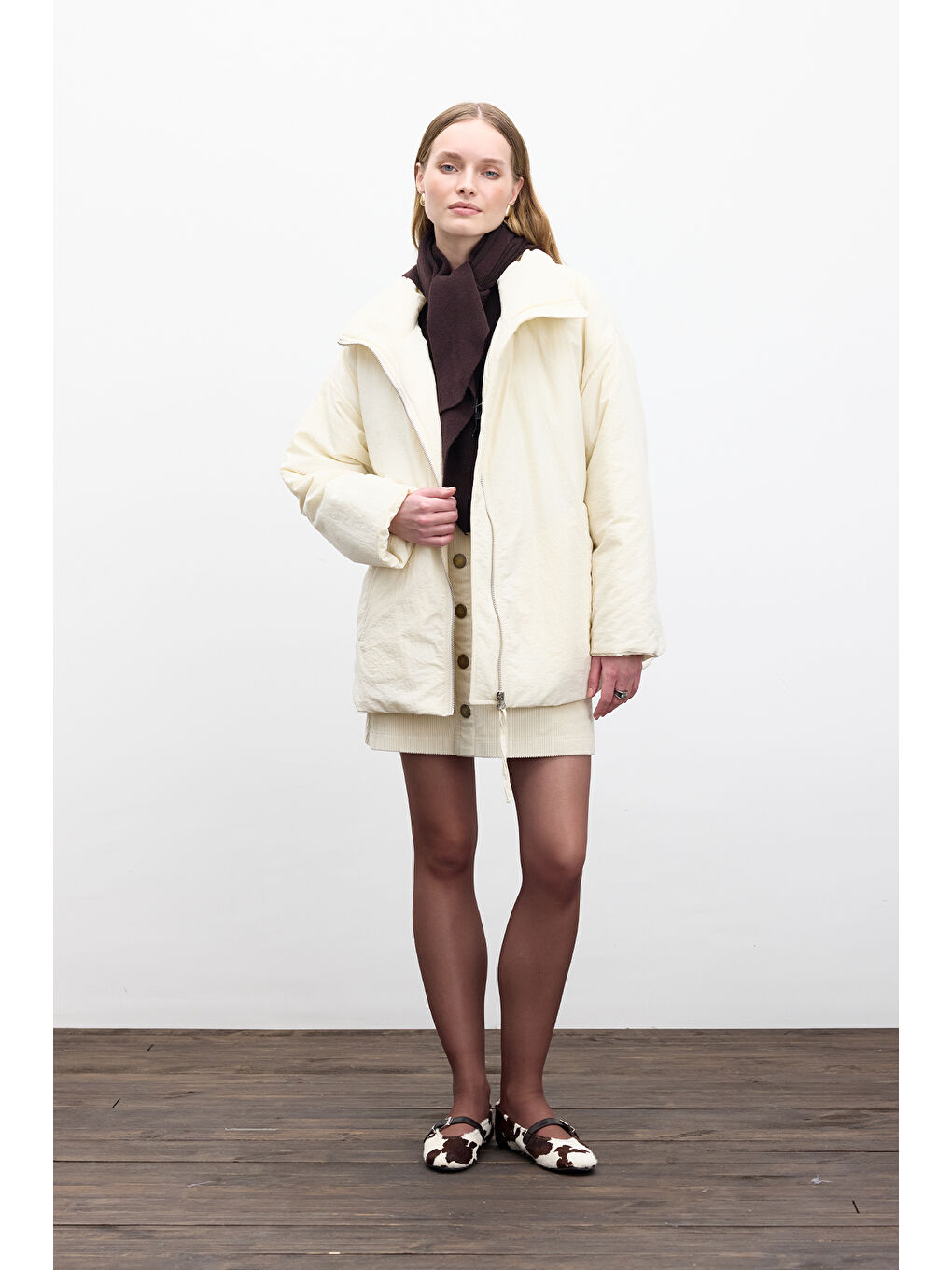 Bej Fermuarlı Mont Vanilya-3