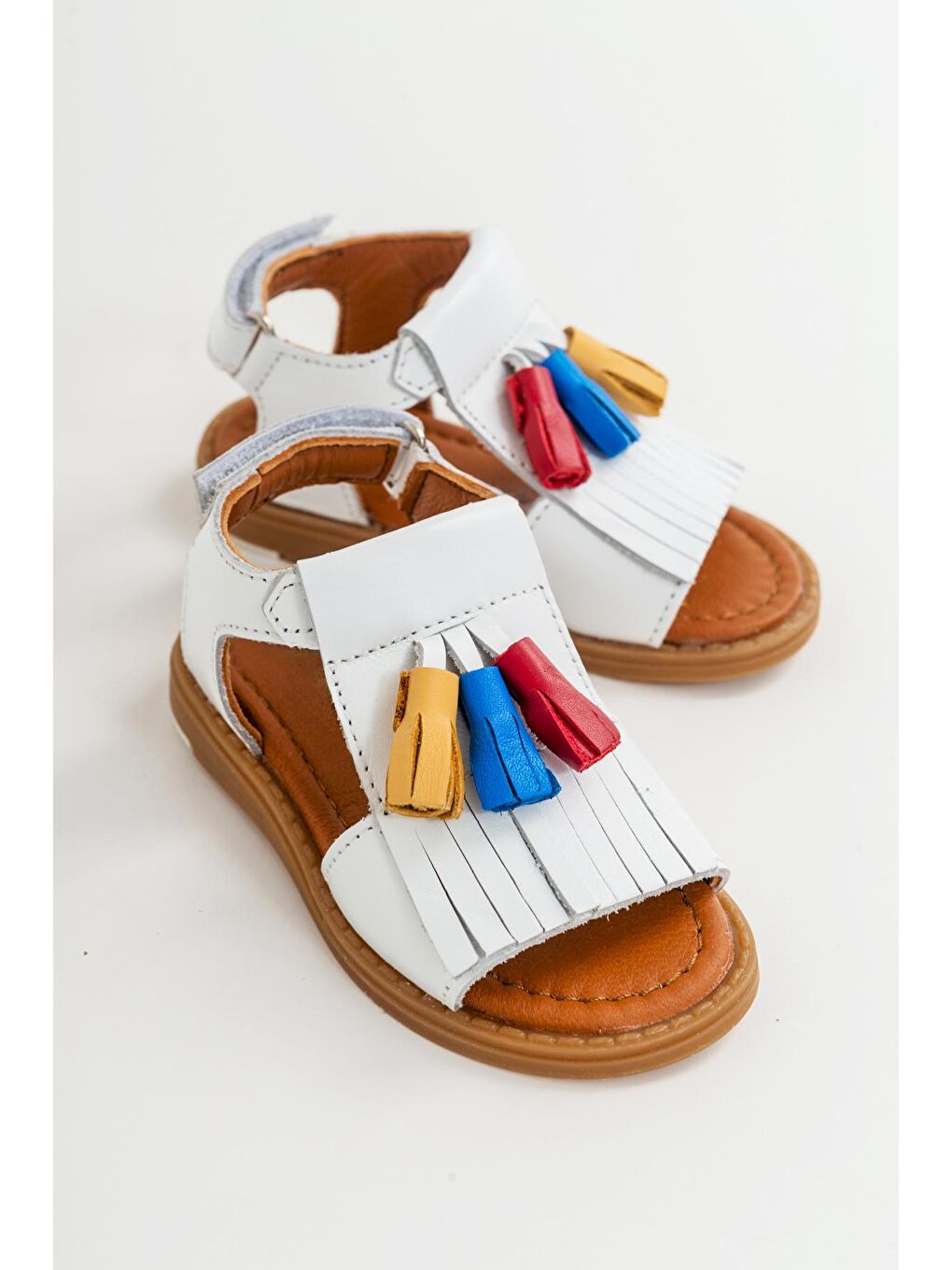 Kız Çocuk Beyaz Deri Ortopedik Destekli Çocuk Sandalet-1