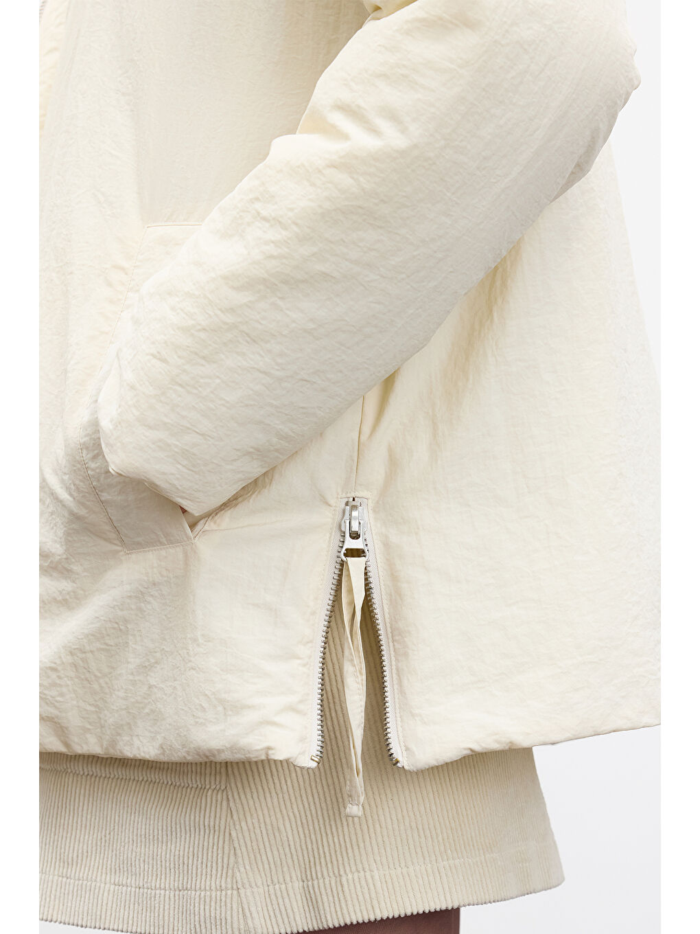 Bej Fermuarlı Mont Vanilya-5