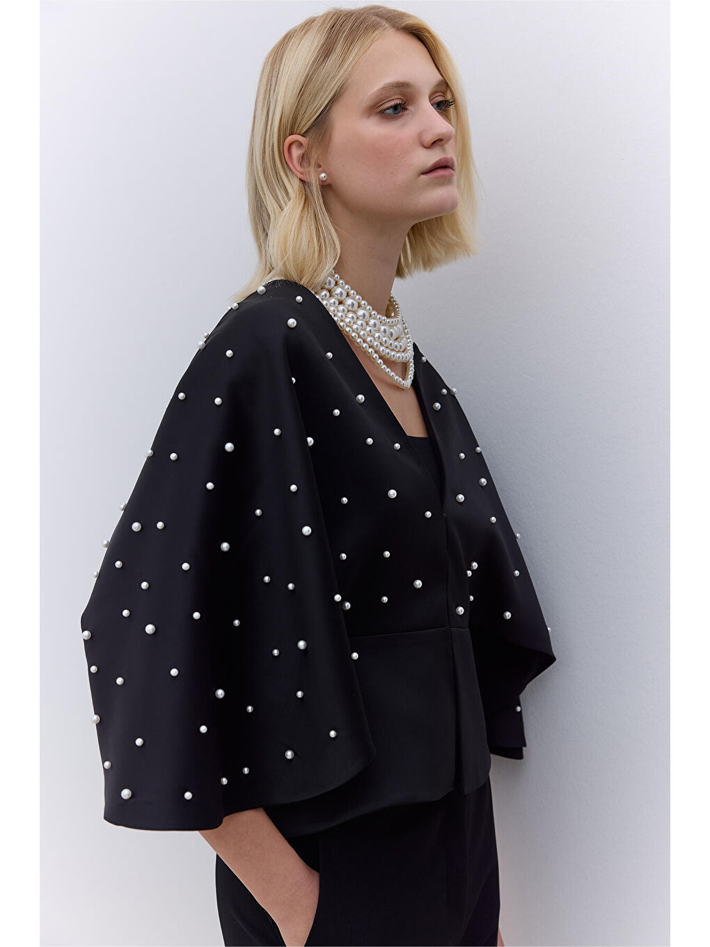 İncili Abiye Kimono Siyah-2