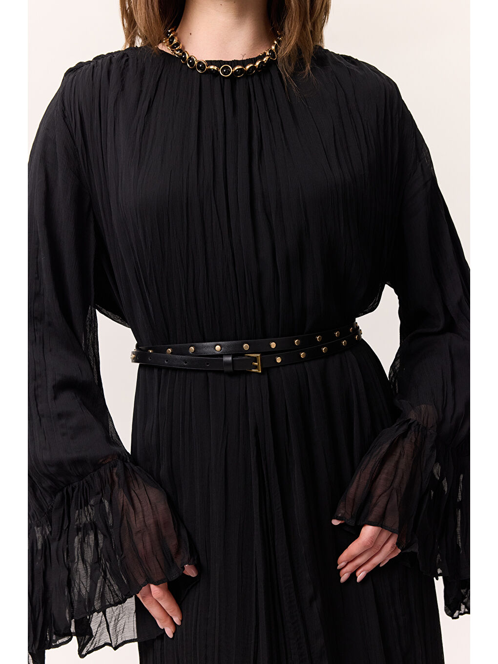 Çift Dolamalı Zımbalı Kemer Siyah-2