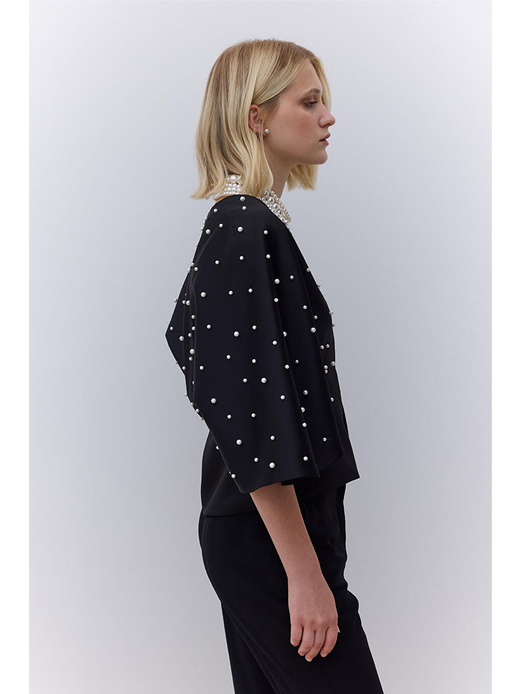 İncili Abiye Kimono Siyah-4