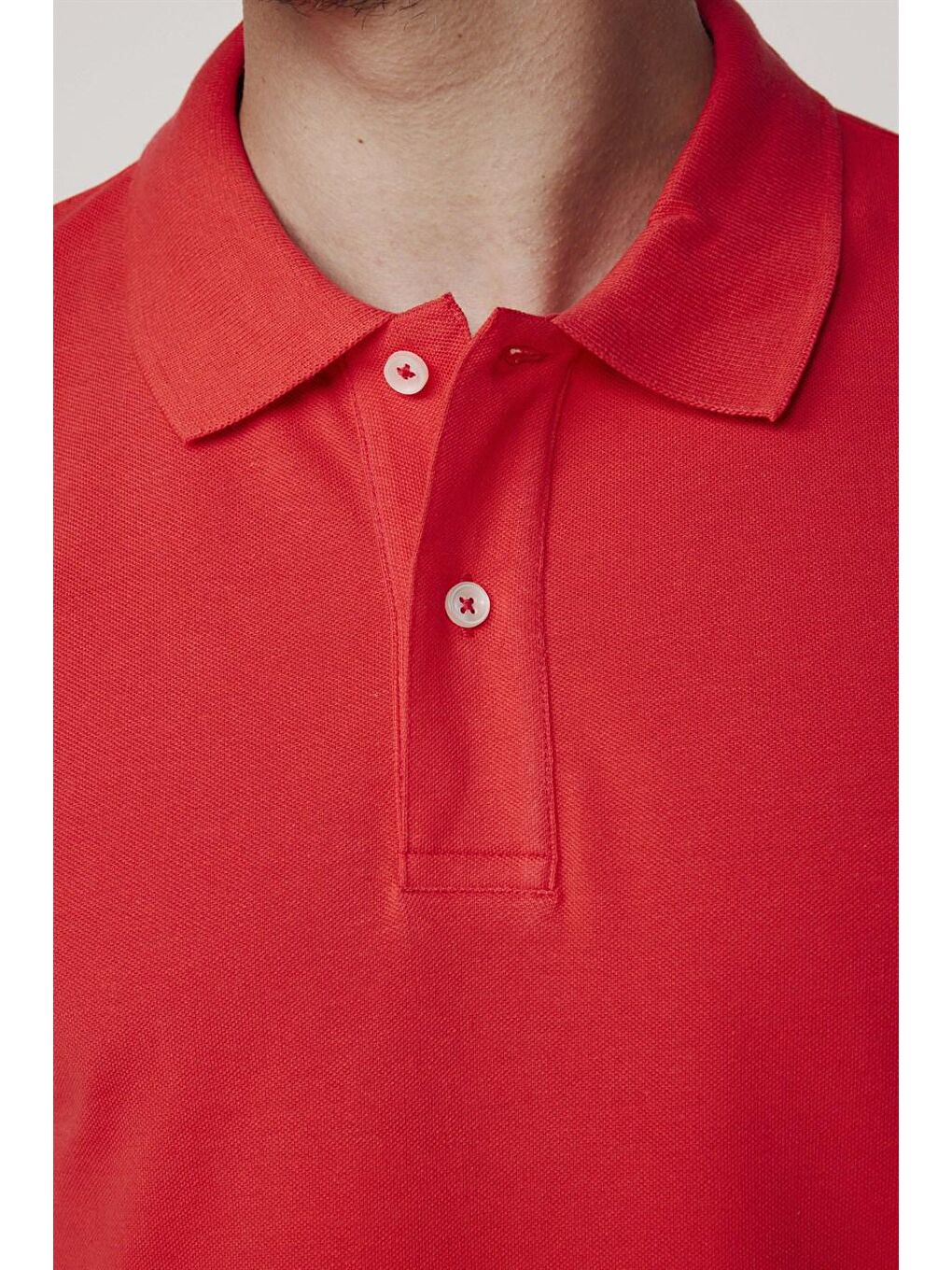 Erkek Slim Fit Dar Kesim %100 Pamuk Düz Pike Kırmızı Polo Yaka Tişört-3