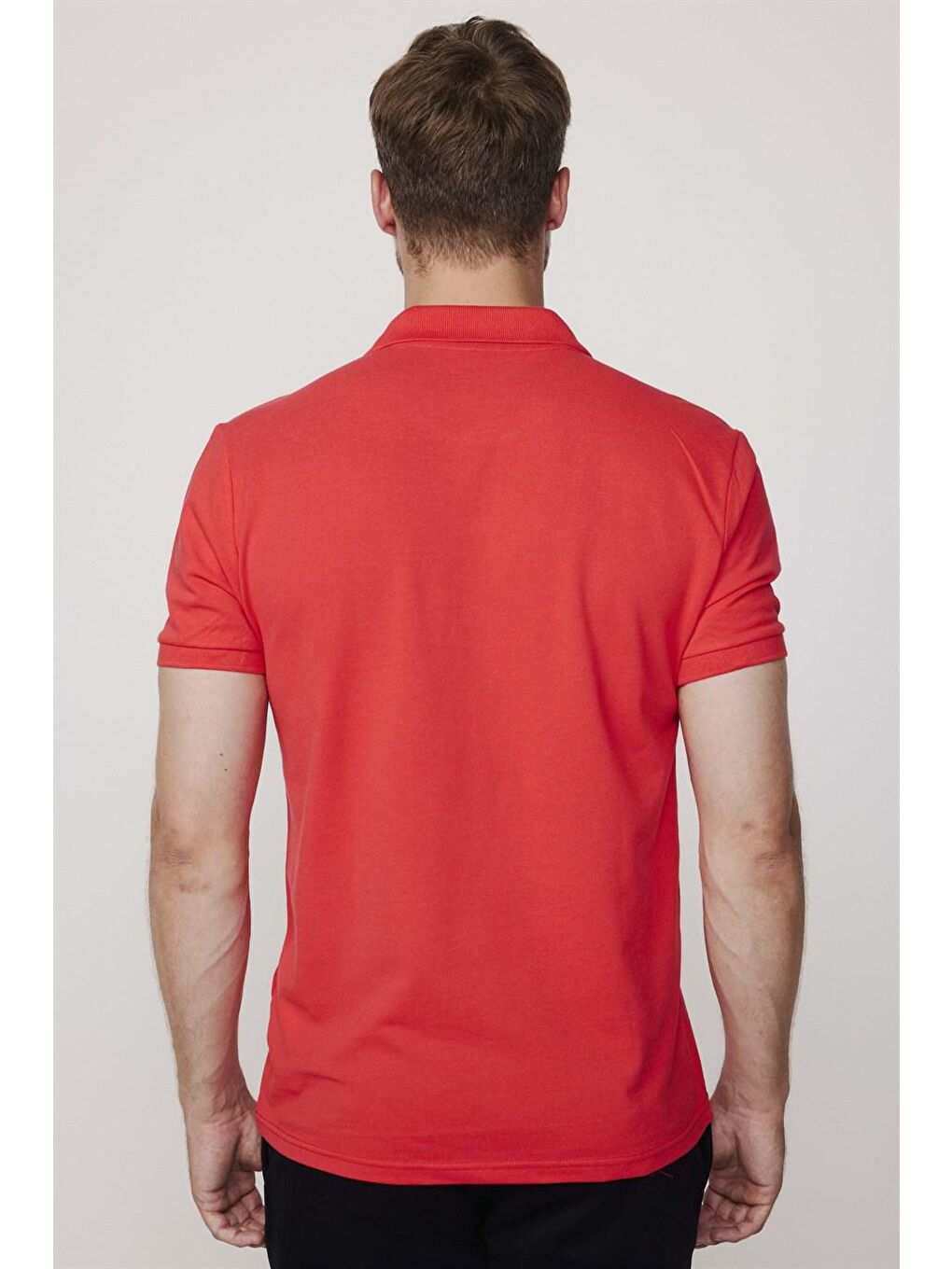 Erkek Slim Fit Dar Kesim %100 Pamuk Düz Pike Kırmızı Polo Yaka Tişört-4