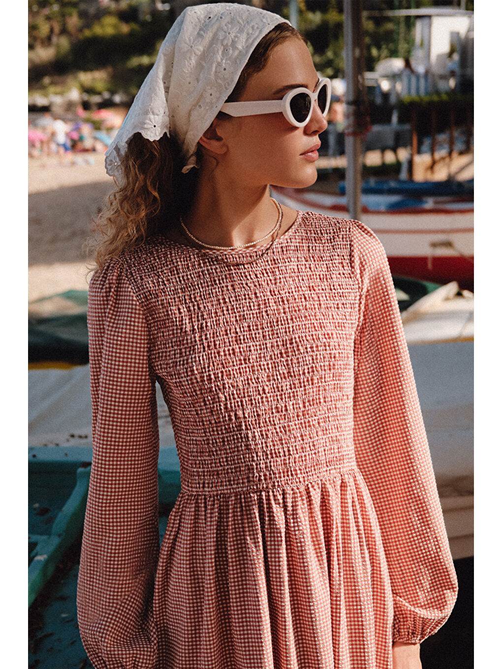 Kahverengi Pötikare Gipeli Elbise Kiremit-1