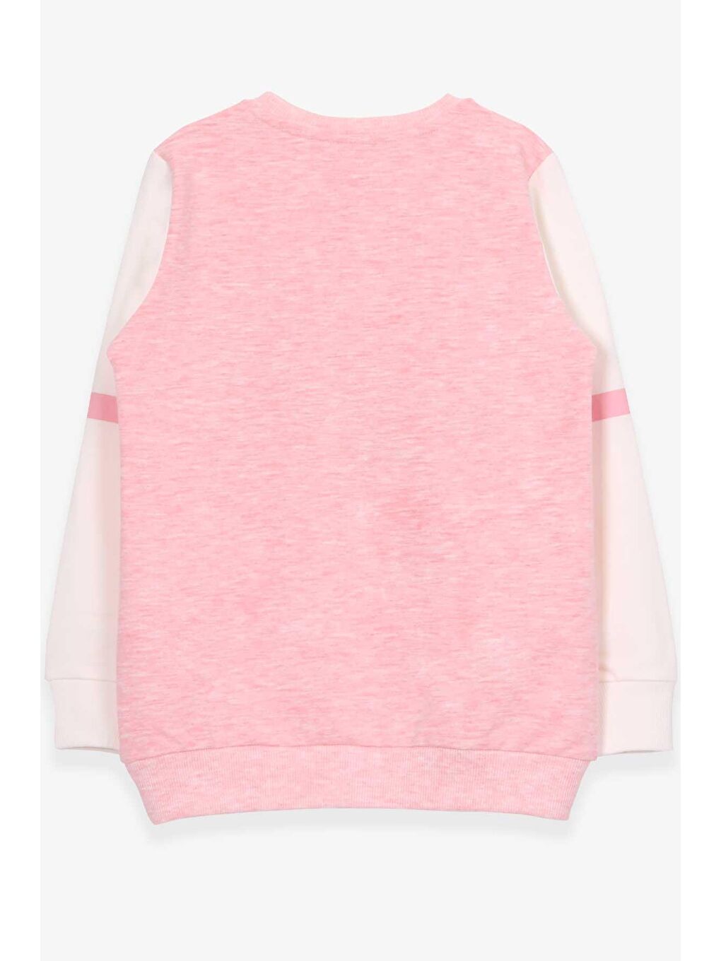 Pembe Kız Çocuk Sweatshirt Simli Yazı Baskılı Somon Melanj (8-14 Yaş)-1