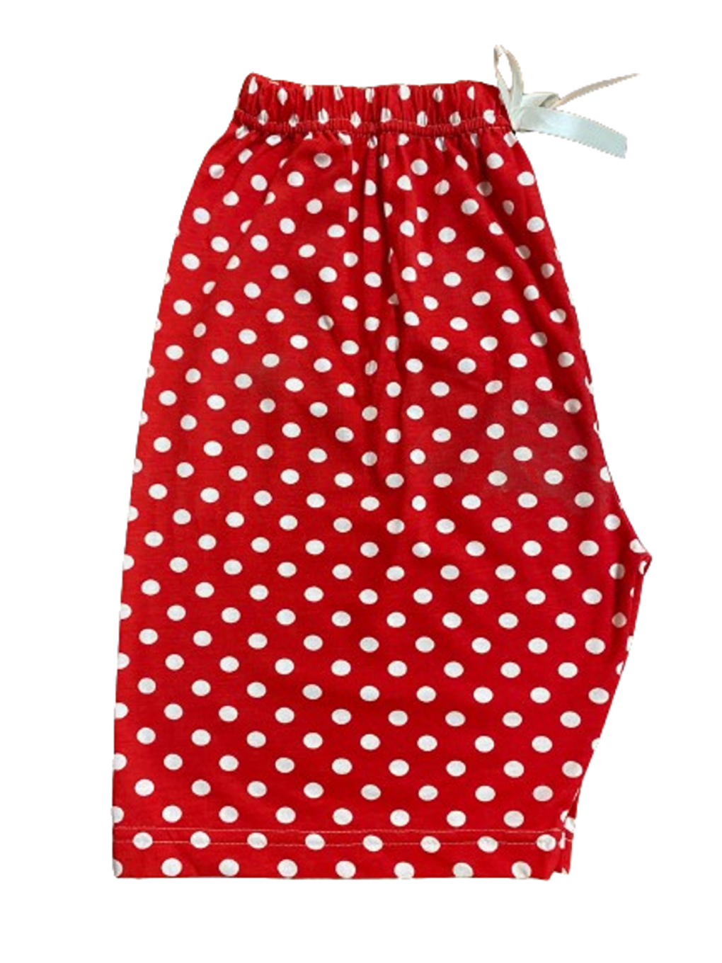 Kadın Kırmızı Puantiyeli  Pamuklu Lastikli Rahat Şort
