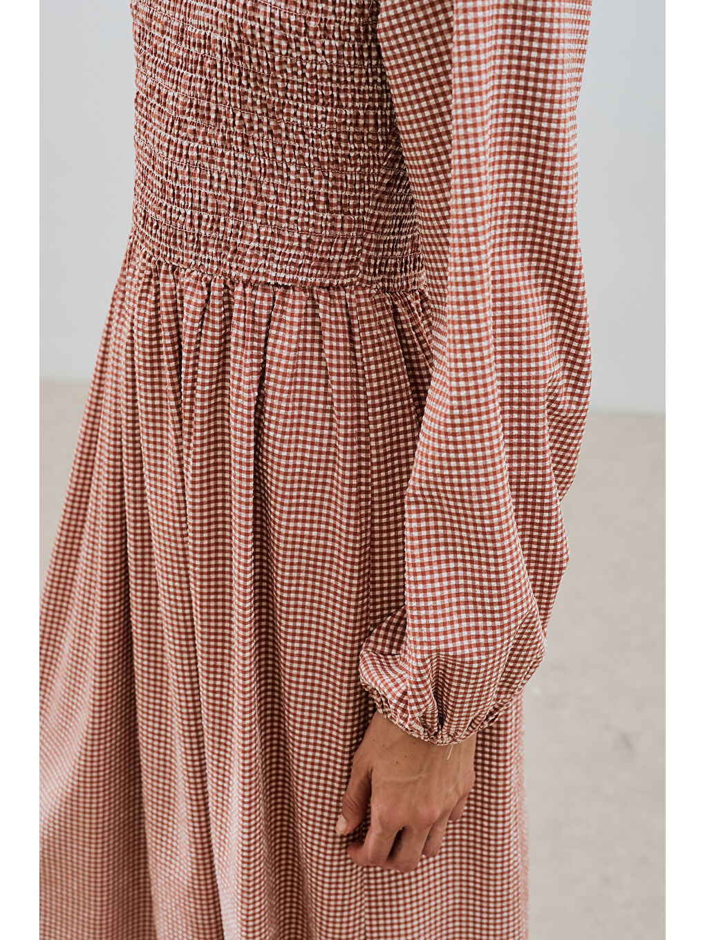 Kahverengi Pötikare Gipeli Elbise Kiremit-5