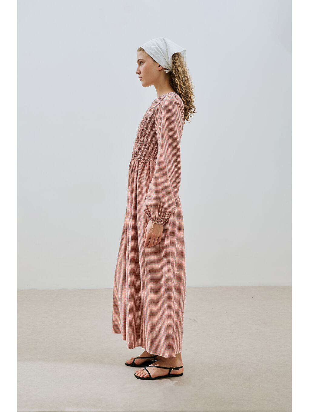 Kahverengi Pötikare Gipeli Elbise Kiremit-6