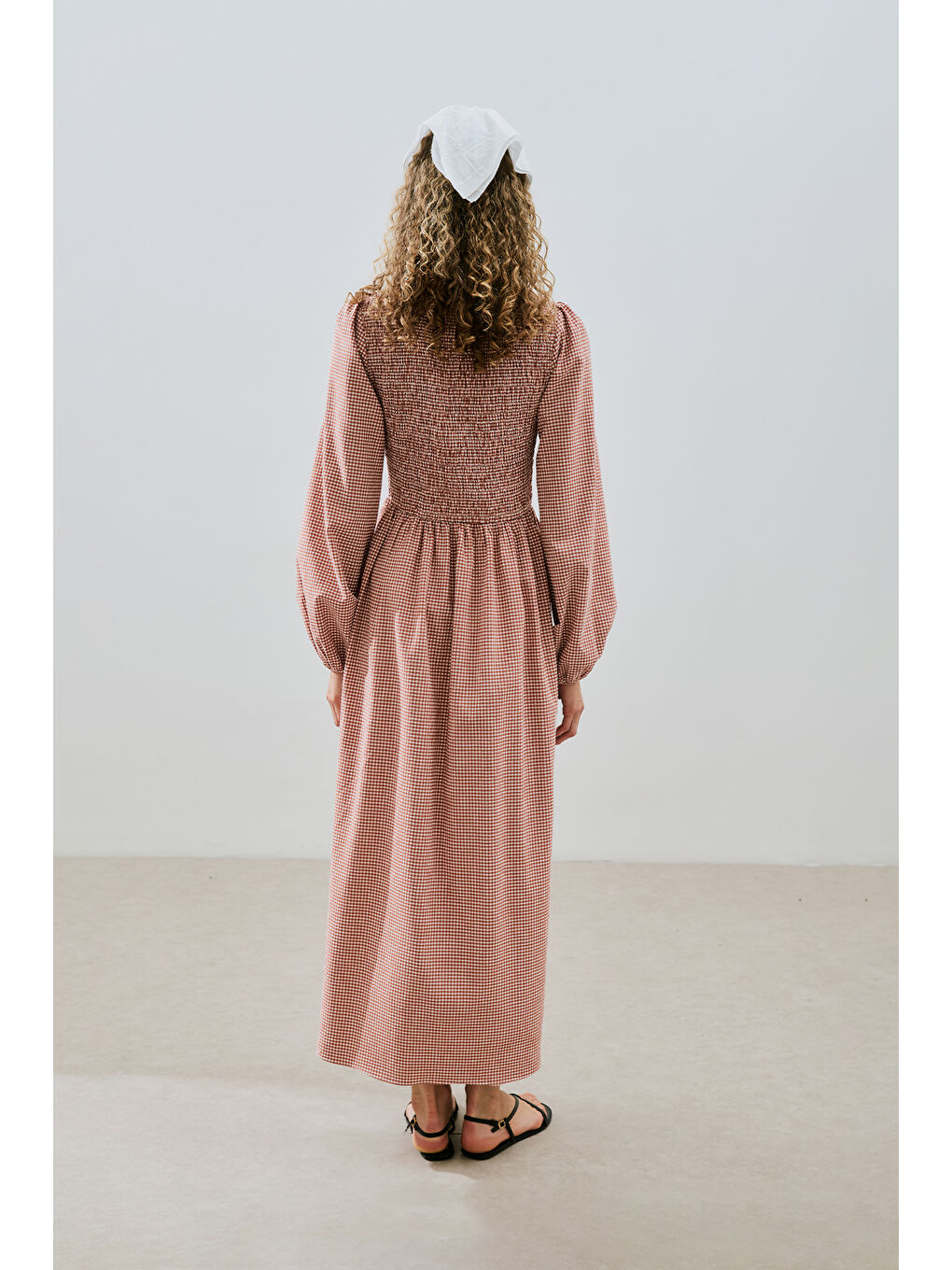 Kahverengi Pötikare Gipeli Elbise Kiremit-7