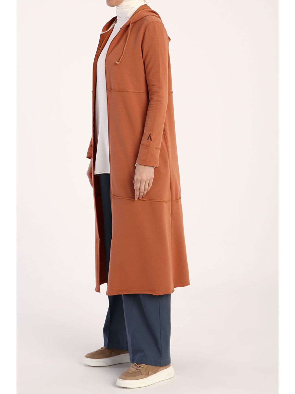 Kahverengi Kiremit Büyük Beden Penye Hırka