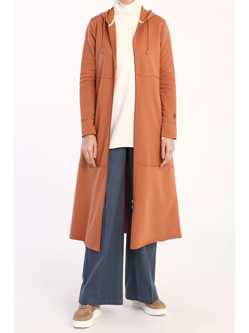 Kahverengi Kiremit Büyük Beden Penye Hırka-2