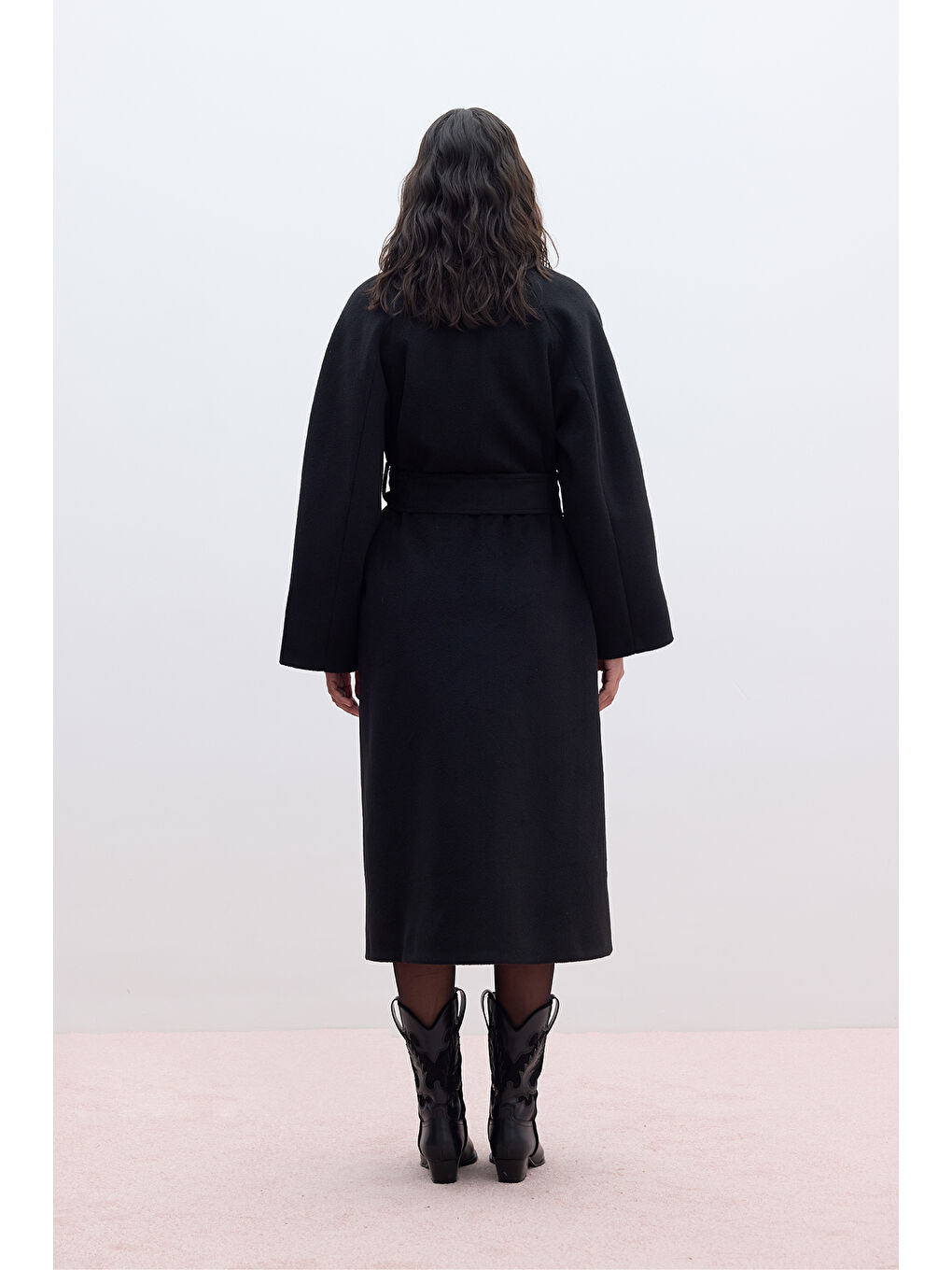 Düz Kapamalı Kaşe Kaban Siyah-6