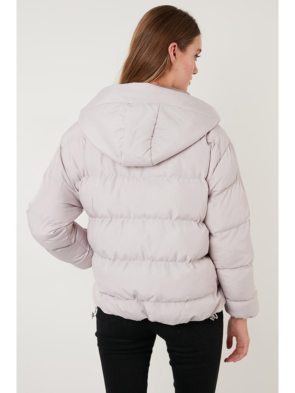 Gri Kapüşonlu Cepli Şişme Mont 6020022-4