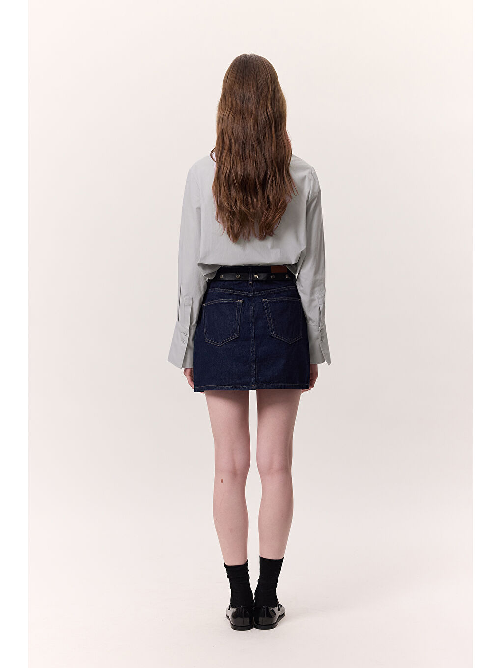 Nervür Detaylı Fit Gömlek Buz Mavi-5