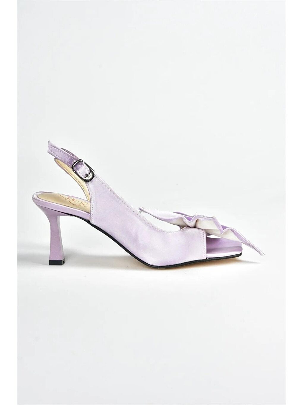 Lila Saten Kurdele Detaylı Kadın Topuklu Ayakkabı K749384904