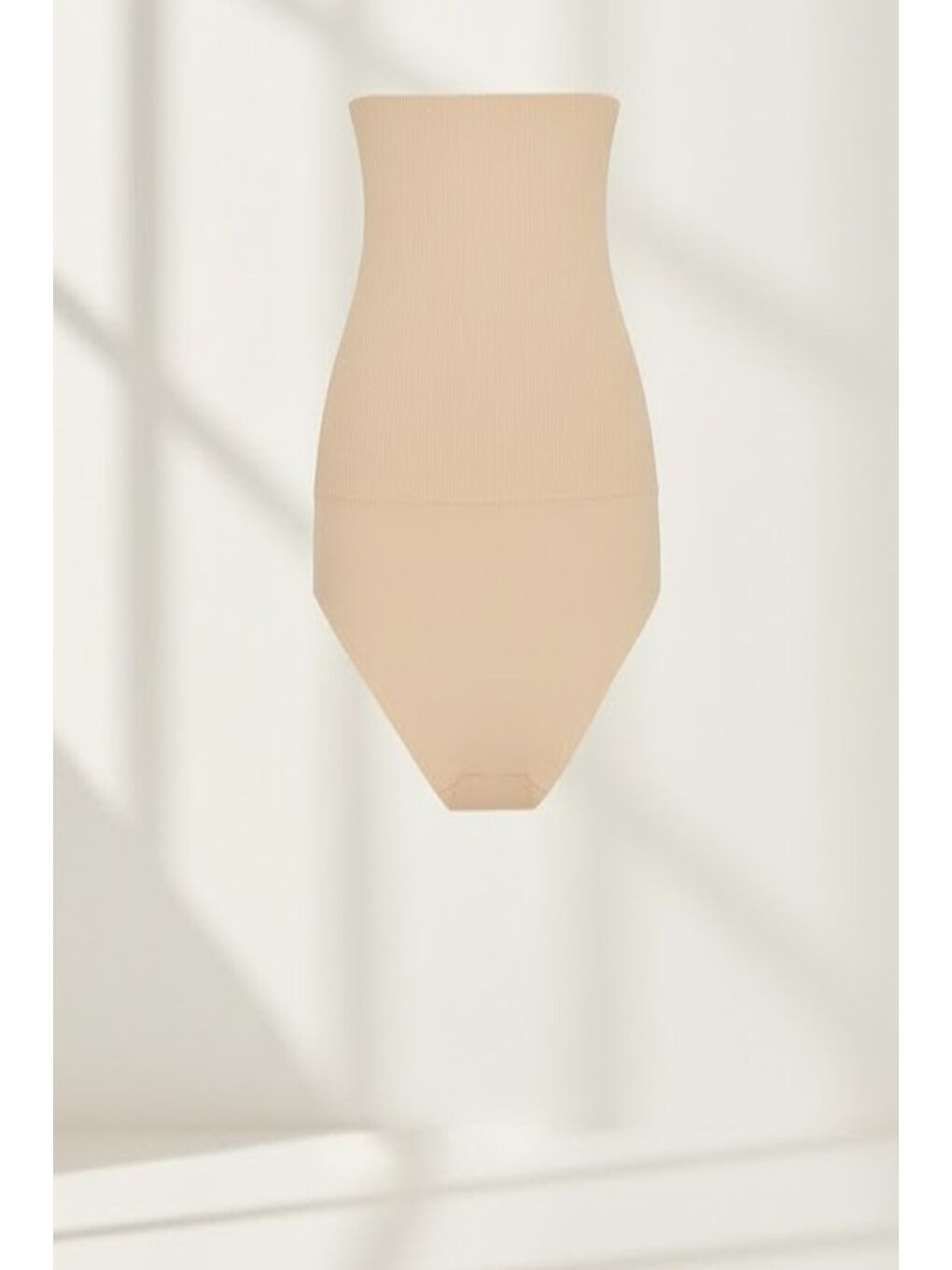 Bej C12824 Balenli Yüksek Bel Slip Korse Ten-1