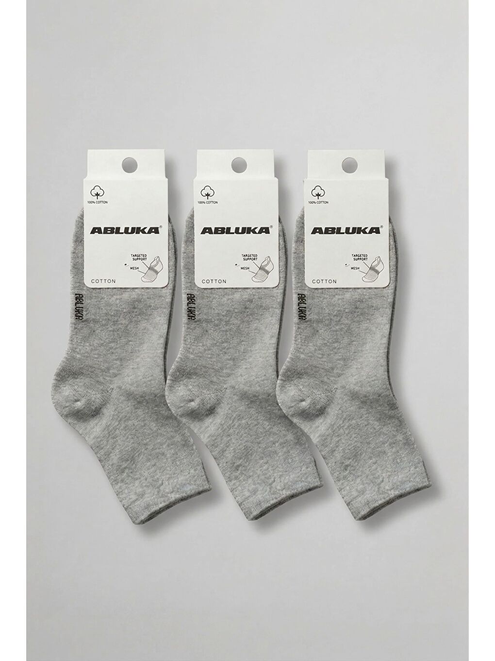 Erkek 3'Lü Pamuklu Soket Çorap Gri