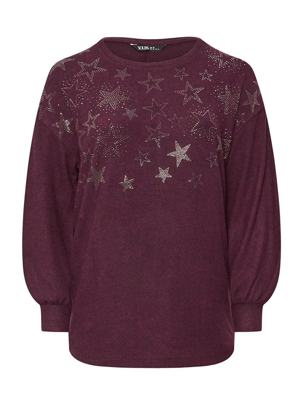 Mürdüm Büyük Beden Uzun Kollu Bisiklet Yaka Yıldız Taş İşlemeli Kazak 285036-5