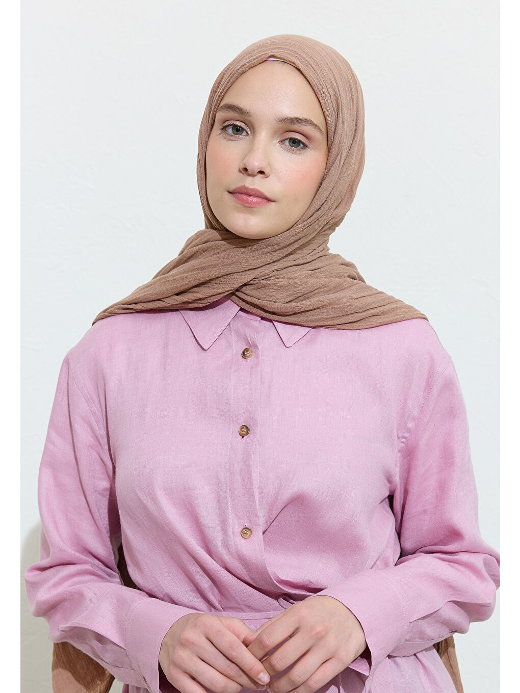 Kahverengi Everythıng Bagel Pamuklu Keten Şal