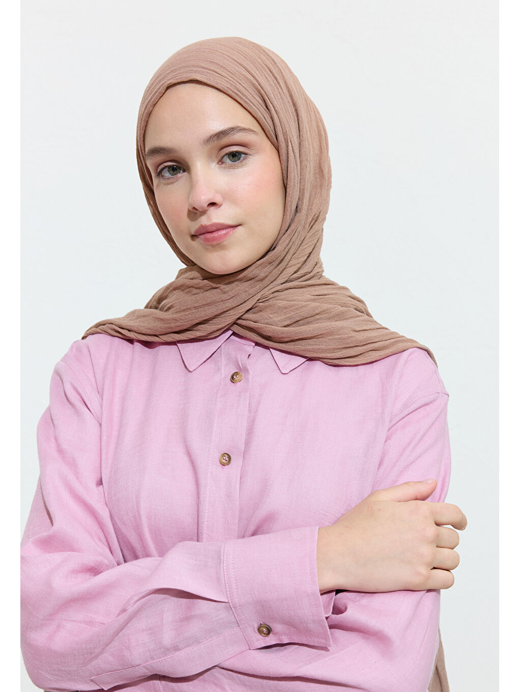 Kahverengi Everythıng Bagel Pamuklu Keten Şal-2