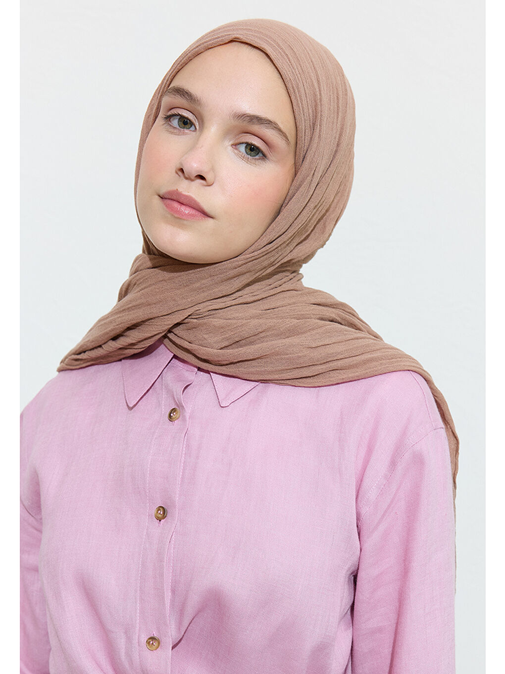 Kahverengi Everythıng Bagel Pamuklu Keten Şal-3