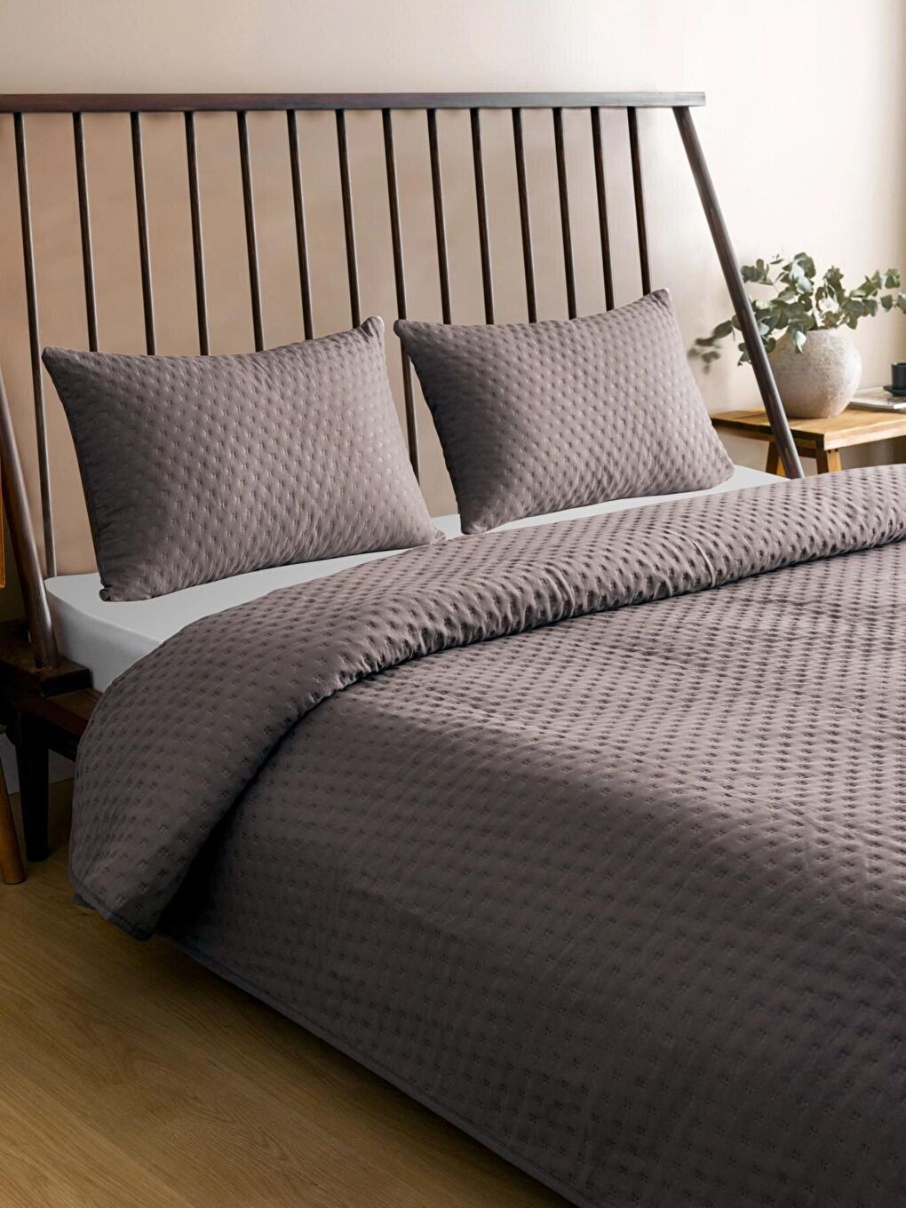 Pembe Bedspreado Yıkanmış Mikro Gül Kurusu Yatak Örtüsü Set Çift Kişilik 220x240