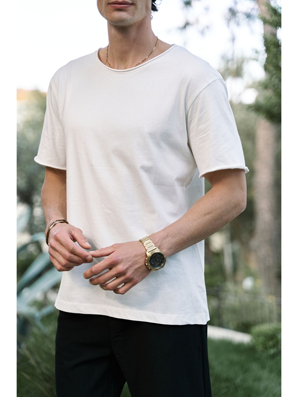 Pierce Ekru Erkek %100 Pamuk Tişört-6