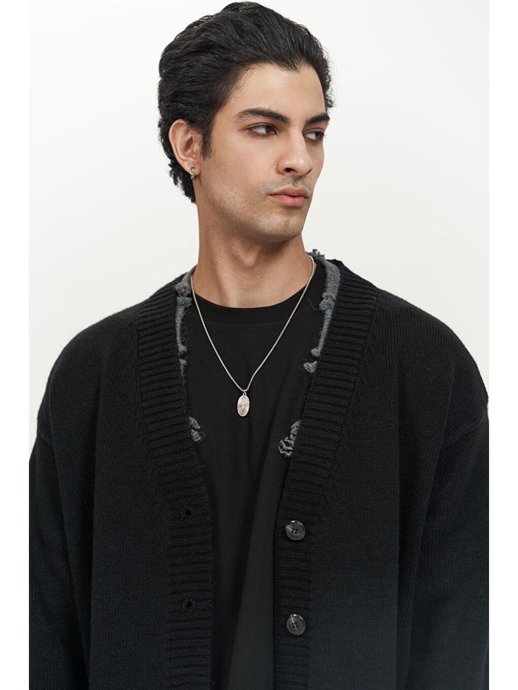 Raid Çift Yaka Siyah Erkek Triko Kazak-3