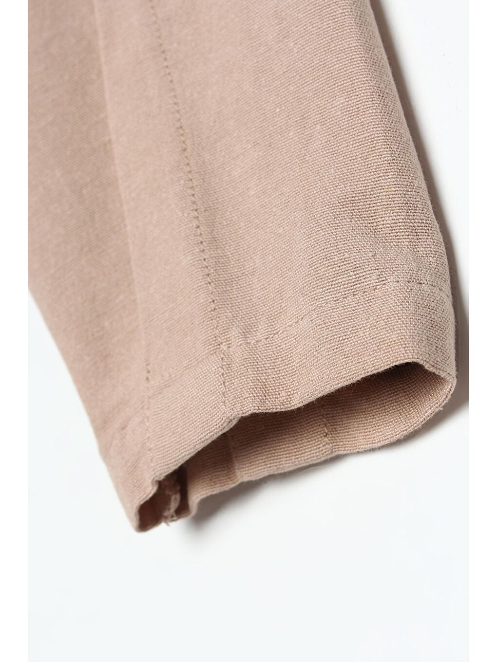 Koyu Bej Gömlek Yaka Arkası Uzun Keten Tunik-4