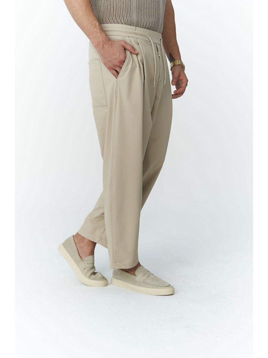 Kenway Bağcık Detaylı Bej  Erkek Pantolon-3