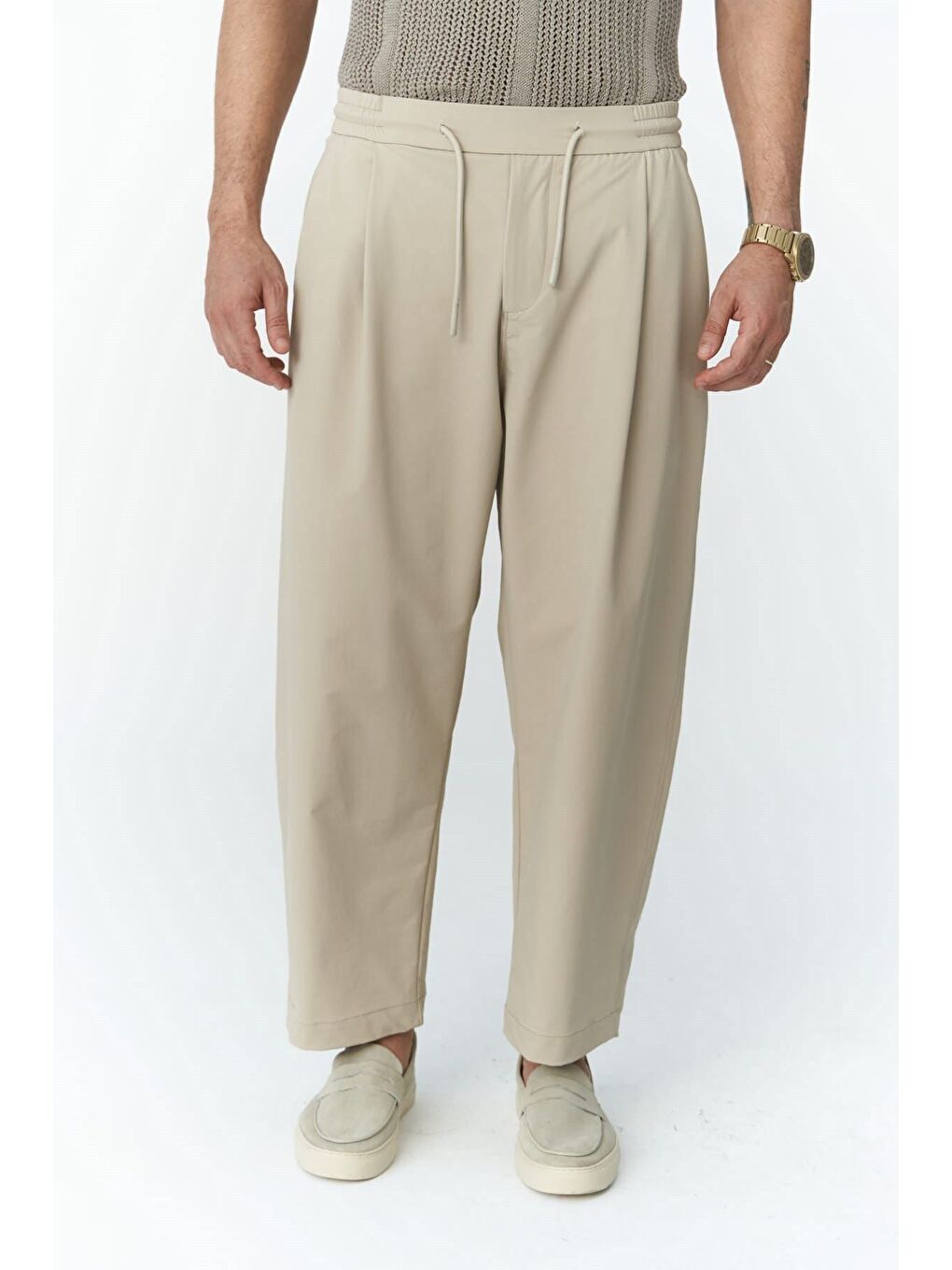 Kenway Bağcık Detaylı Bej  Erkek Pantolon-4
