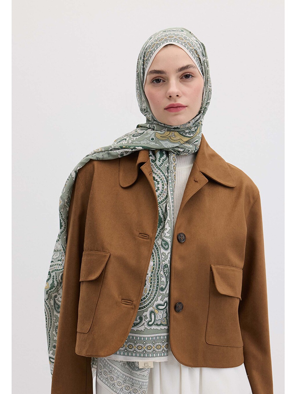 Yeşil Lena Desen Şal Çağla-1