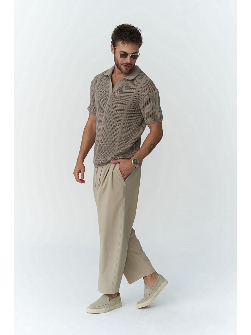 Kenway Bağcık Detaylı Bej  Erkek Pantolon-6