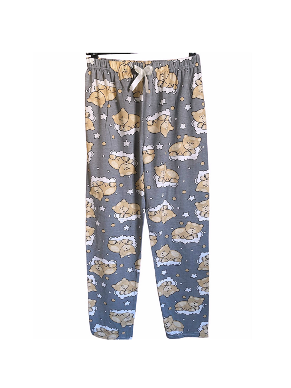 Formo Kadın Gri Ayıcık Desenli Pamuklu Lastikli Rahat Pijama Altı