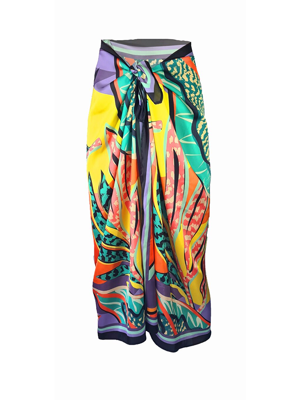 Yeşil Elena Leo Çiçek Desen Pareo iç Göstermeyen Parlak Kumaş-95cm*145cm