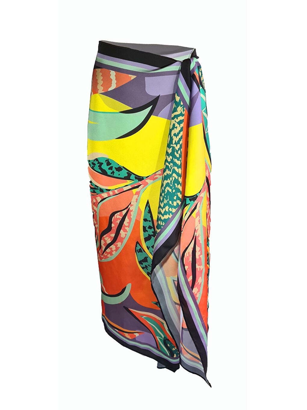 Yeşil Elena Leo Çiçek Desen Pareo iç Göstermeyen Parlak Kumaş-95cm*145cm-1