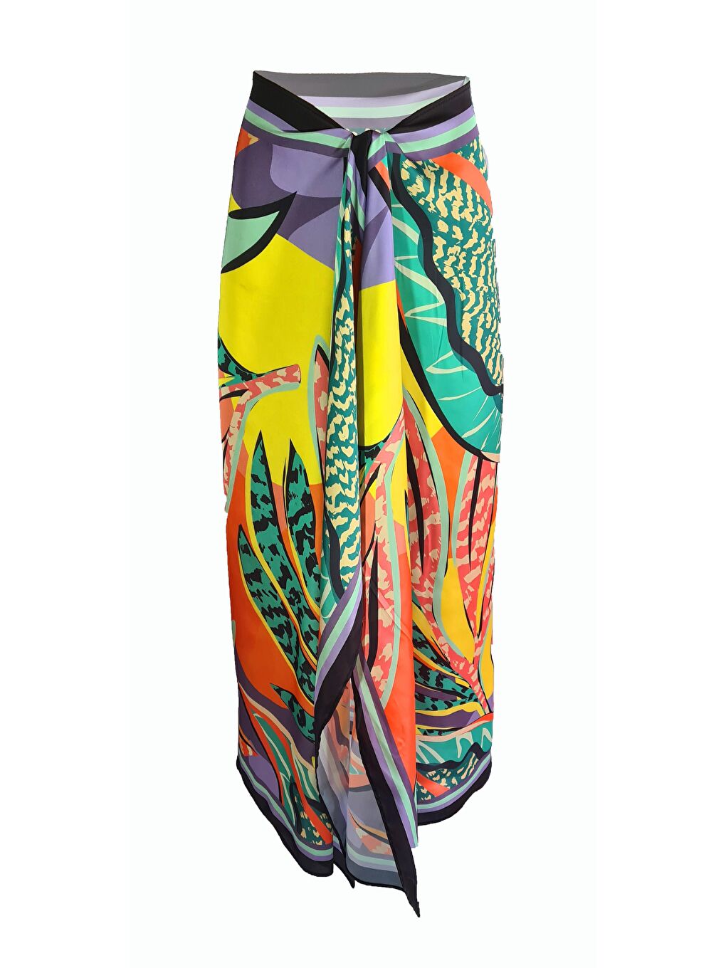 Yeşil Elena Leo Çiçek Desen Pareo iç Göstermeyen Parlak Kumaş-95cm*145cm-2